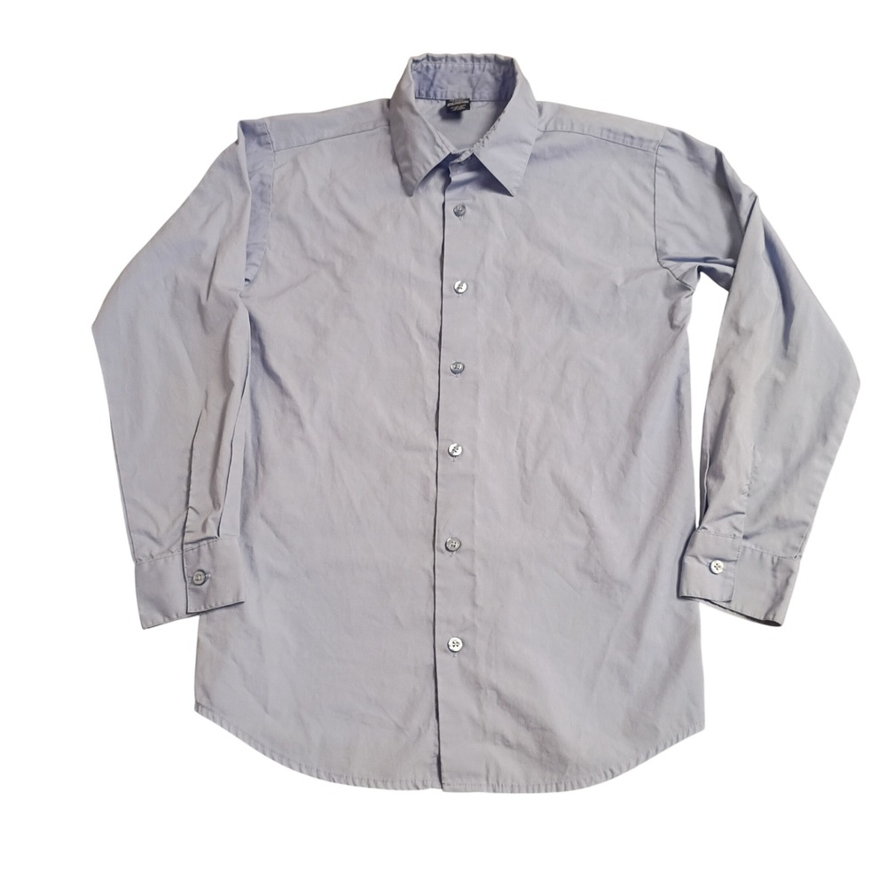 Dockers Button Down Shirt Boys 14 Light Blue Solid Long Sleeve Dress Shirt